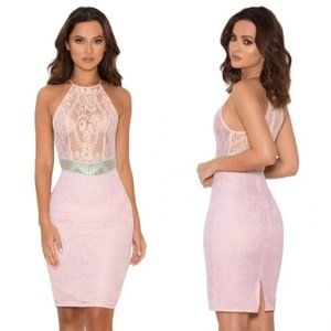 House of CB London Alvaro Pastel Lace Sheer Mini Dress